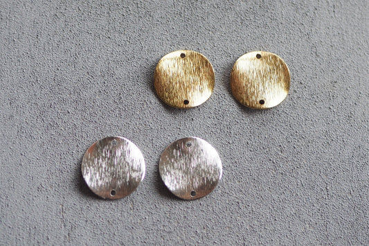 10 runde gebogene Verbinder 18mm, 18 Karat echt vergoldetes gebürstete Messing, Plättchen Kreis mit zwei Löchern, Schmuckzubehör