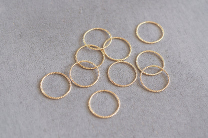 10 gedrehte glitzernde Ringe, 18 Karat echt vergoldet, 12mm, 18mm oder 30mm, kreisförmige Verbinder Anhänger aus Messing, Schmuckzubehör