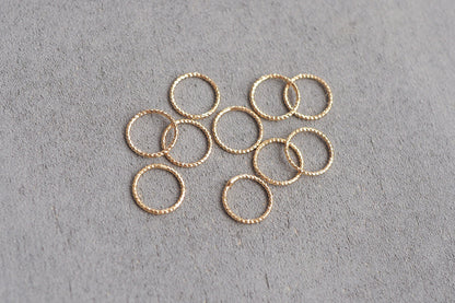 10 gedrehte glitzernde Ringe, 18 Karat echt vergoldet, 12mm, 18mm oder 30mm, kreisförmige Verbinder Anhänger aus Messing, Schmuckzubehör