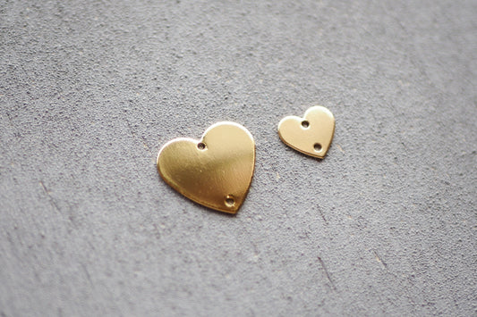 10 Herz Verbinder, 11mm o. 18mm, echt vergoldetes Messing, Valentinstag Liebe Schmuckzubehör 18 Karat Gold