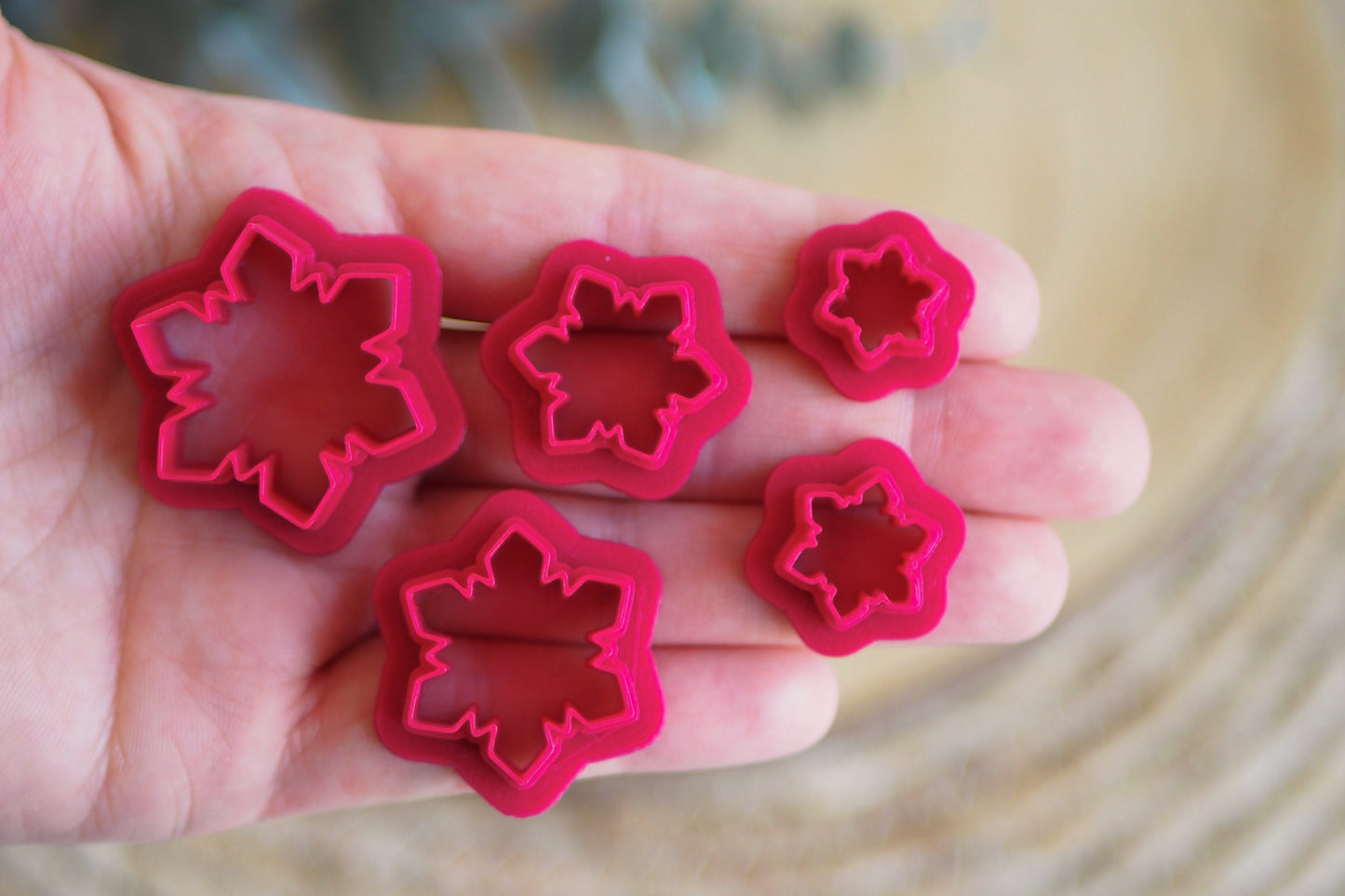 Schneeflocke Ausstecher für Polymer Ton (Fimo und Co.), 15mm - 30mm, Weihnachten Schnee Eisblume Winter, Cutter Werkzeug Schmuckherstellung