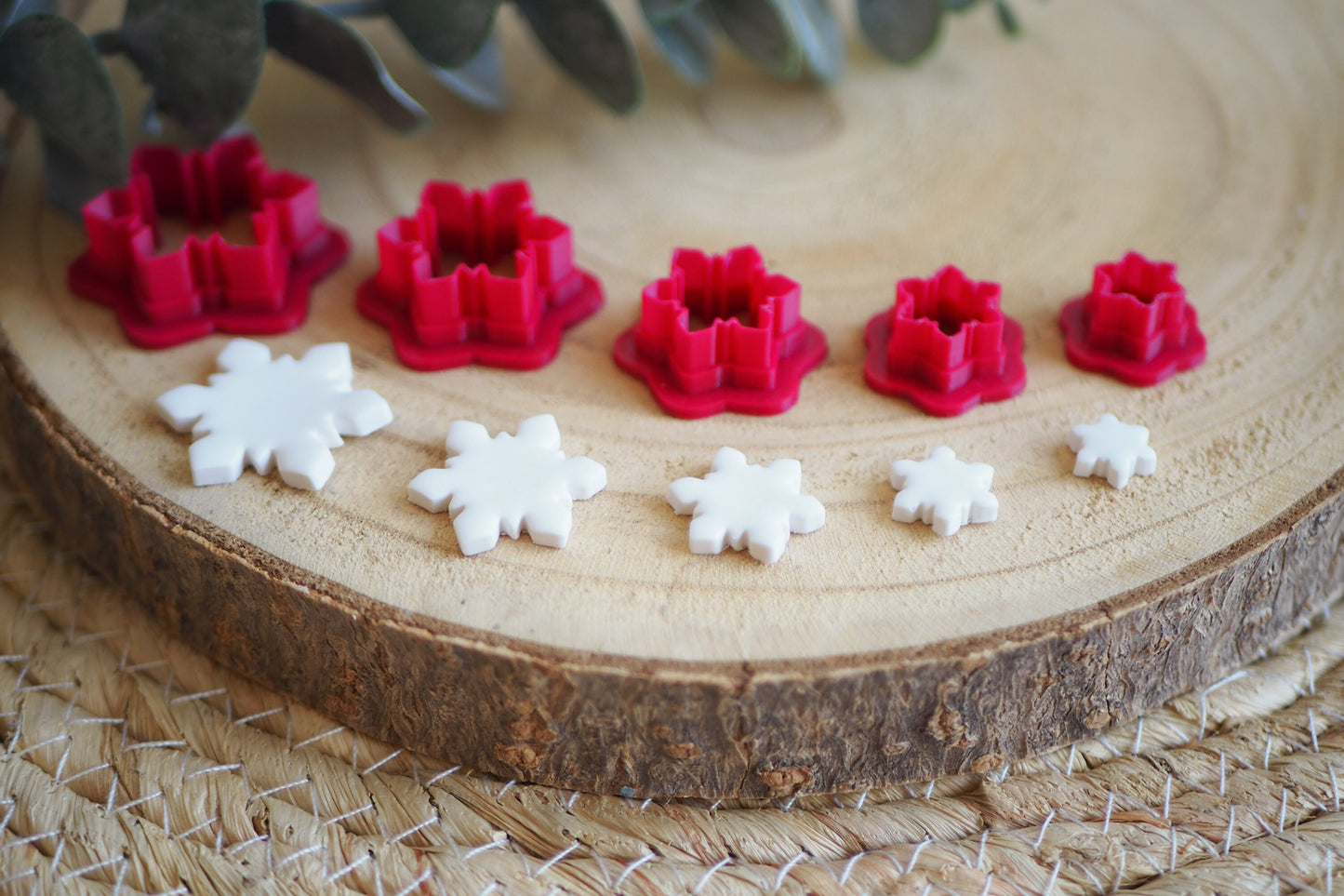 Schneeflocke Ausstecher für Polymer Ton (Fimo und Co.), 15mm - 30mm, Weihnachten Schnee Eisblume Winter, Cutter Werkzeug Schmuckherstellung