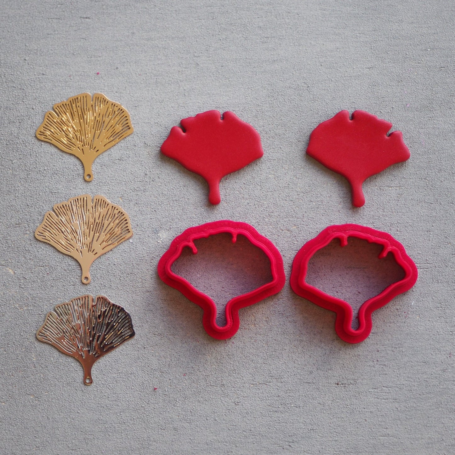 Ginkgo Ausstecher für Polymer Ton (Fimo, Sculpey, Cernit etc), Blatt Laub Gingko, Cutter Werkzeug für Schmuckherstellung mit Polymerton