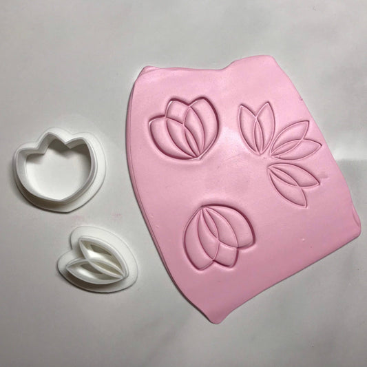 Tulpe Lotus Blume Ausstecher für Modelliermasse, Set mit Cutter und Stempel, Werkzeug für Schmuckherstellung mit Fimo und Co.