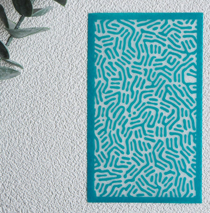 Silk Screen für Polymerton (FIMO), Keith Haring Stil abstrakt, Siebdruck Schablone, 15cm x 9cm, Werkzeug Schmuckherstellung mit Polymer Ton