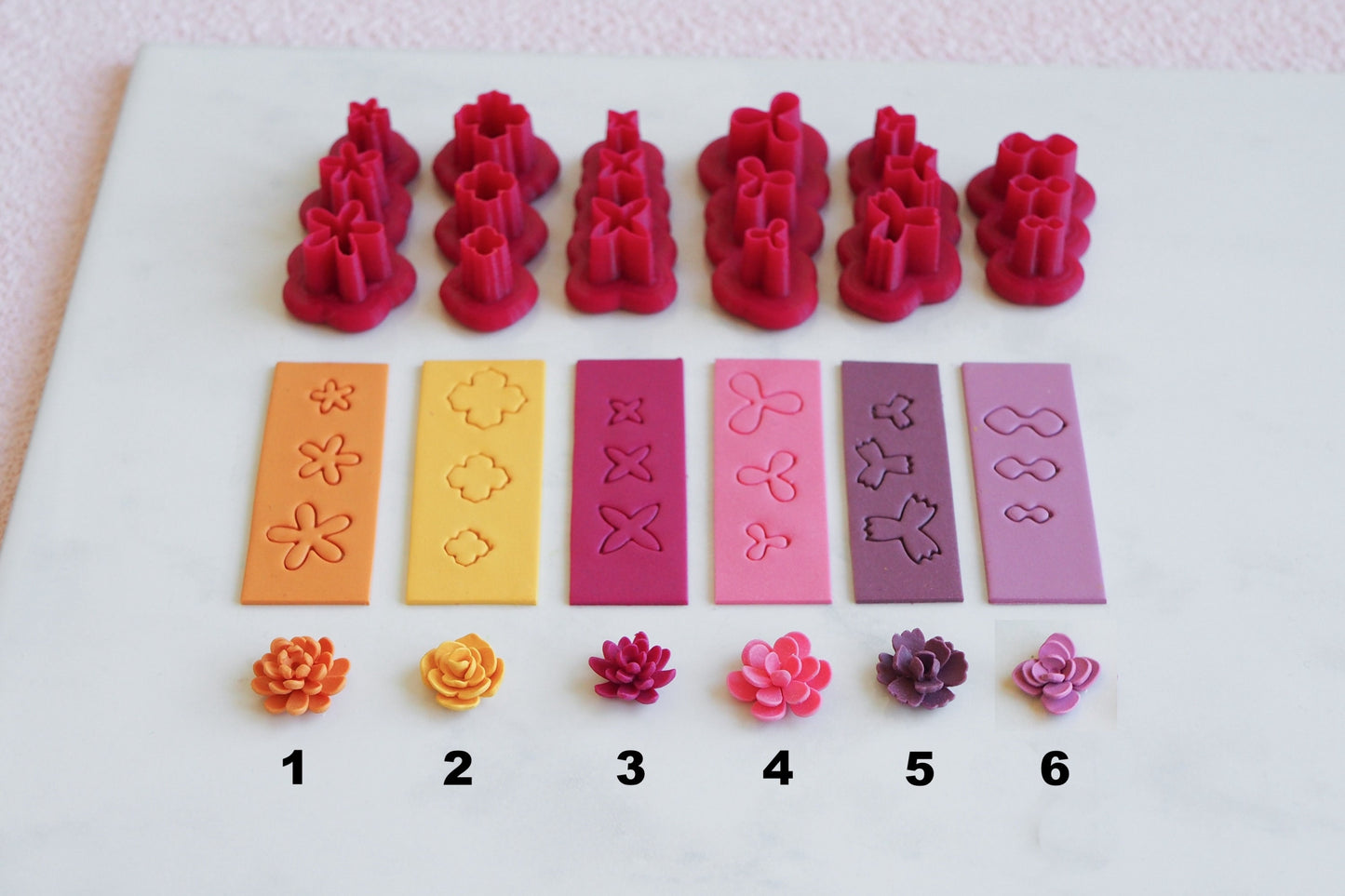 Blüten Ausstecher für Miniatur Blumen aus Polymerton, FIMO Blütenblätter Baukasten Werkzeug für Schmuckherstellung DIY