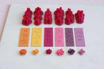 DIY Set "Blütenzauber": Werkzeuge & Material für vielseitige Miniatur Blumen aus Polymerton, Schmuck aus FIMO, Blüten Blätter formen