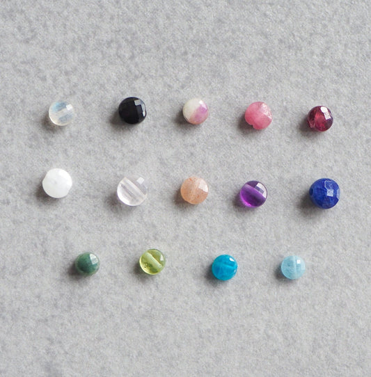 20x Edelstein Perlen 4-5mm, facettierte Linsen mit Querbohrung, Mondstein Labradorith Apatit Turmalin Aquamarin Sodalit Amethyst Granat